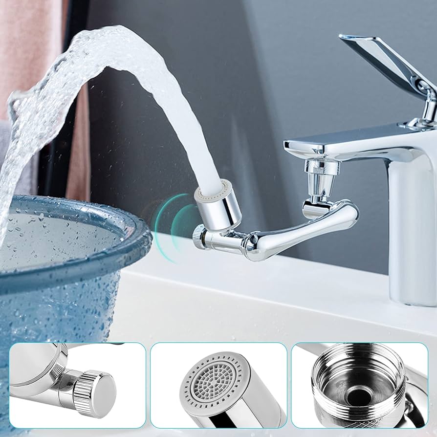 Universal 1080° Swivel Robotic Arm Extension Faucet Aerator Rotatable Foldable Faucet Sink Extender Plastic